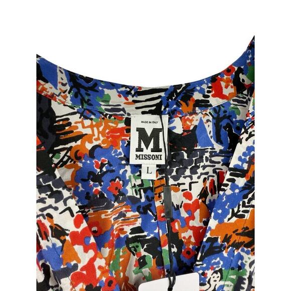 M Missoni 100% Silk Printed Kimono Belted Tunic Top Coverup Size Large New - Picture 2 of 10